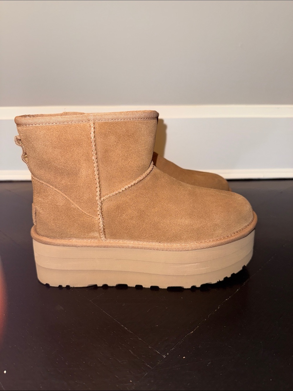 UGG Women's Chestnut Suede Platform Short Boots